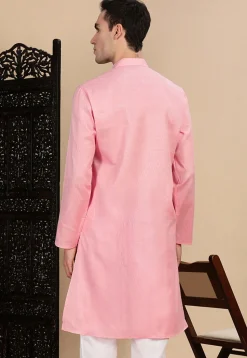 Woven Cotton Kurta in Pink