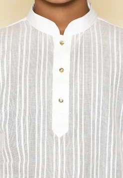 Woven Cotton Kurta in White