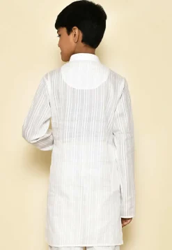Woven Cotton Kurta in White
