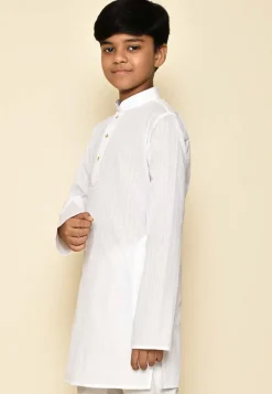 Woven Cotton Kurta in White