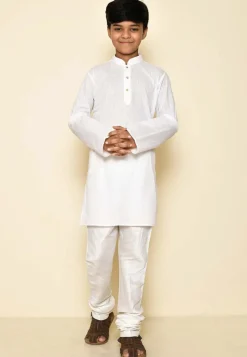 Woven Cotton Kurta in White