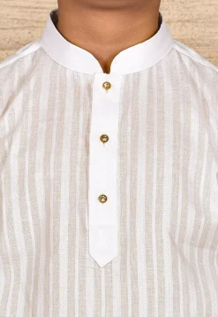Woven Cotton Kurta in White
