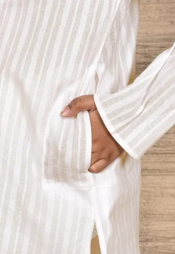 Woven Cotton Kurta in White