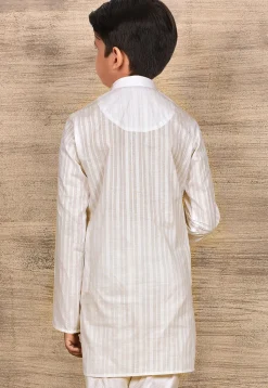 Woven Cotton Kurta in White