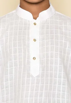 Woven Cotton Kurta in White