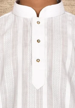 Woven Cotton Kurta in White