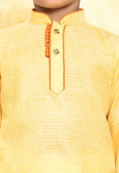 Woven Cotton Kurta Set in Yellow