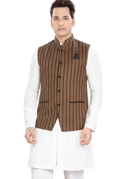 Woven Cotton Nehru Jacket in Multicolor