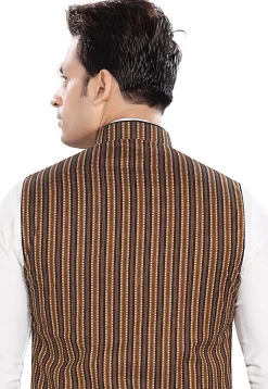 Woven Cotton Nehru Jacket in Multicolor
