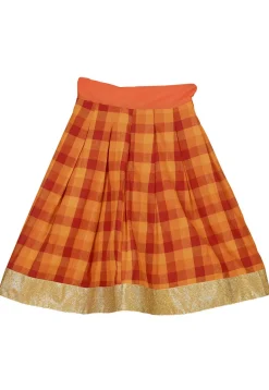 Woven Cotton Pavda Set in Orange and Red