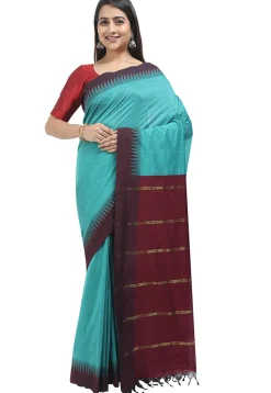 Woven Cotton Saree in Blue