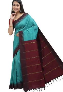 Woven Cotton Saree in Blue