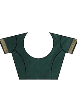 Woven Cotton Saree in Dusty Green