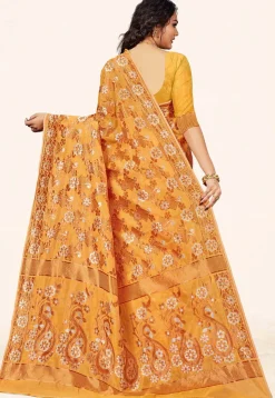 Woven Cotton Saree in Mustard