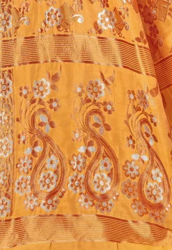 Woven Cotton Saree in Mustard