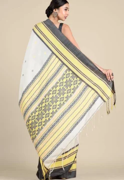 Woven Cotton Saree in Off White
