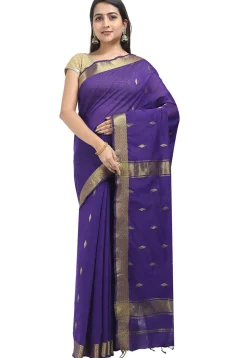 Woven Cotton Saree in Purple