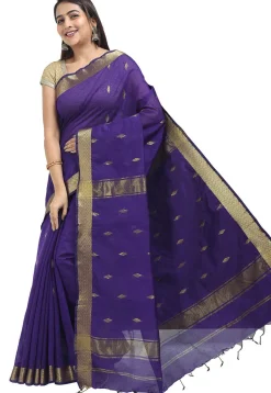 Woven Cotton Saree in Purple