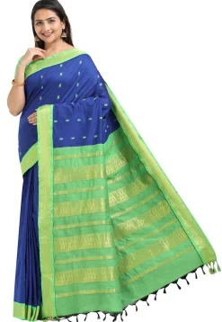 Woven Cotton Saree in Royal Blue