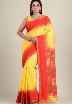 Woven Cotton Saree in Yellow