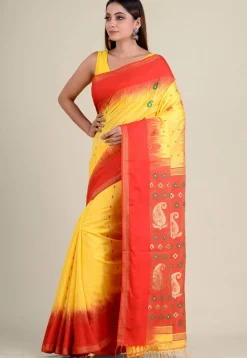 Woven Cotton Saree in Yellow