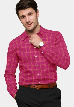 Woven Cotton Shirt in Fuchsia