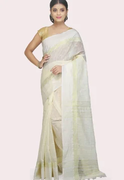 Woven Cotton Silk Handloom Saree in Off White