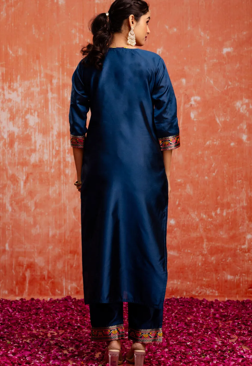 Woven Cotton Silk Pakistani Suit in Teal Blue