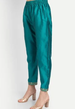 Woven Cotton Silk Pakistani Suit in Turquoise