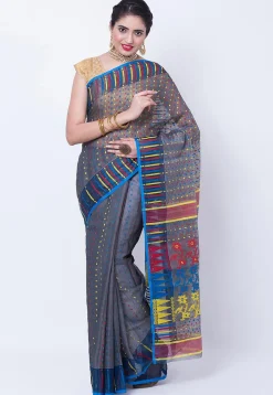 Woven Cotton Silk Saree in Grey