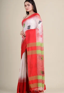 Woven Cotton Silk Saree in White