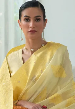 Woven Cotton Silk Saree in Yellow