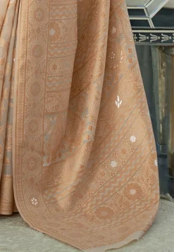Woven Cotton Silk Saree in Beige