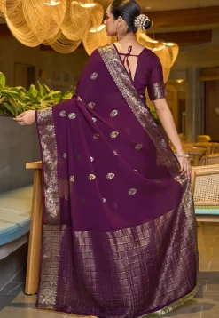 Woven Cotton Silk Saree in Violet