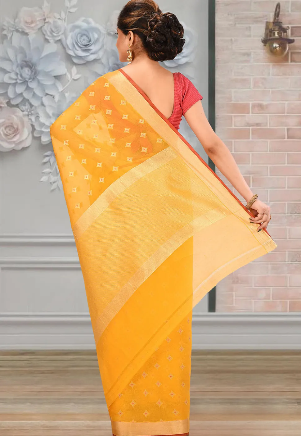 Woven Cotton Silk Saree in Mustard