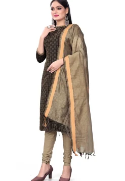 Woven Cotton Straight Suit in Black