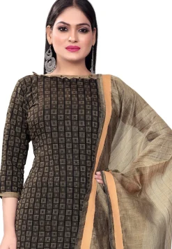 Woven Cotton Straight Suit in Black