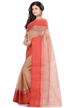 Woven Cotton Tant Saree in Light Beige