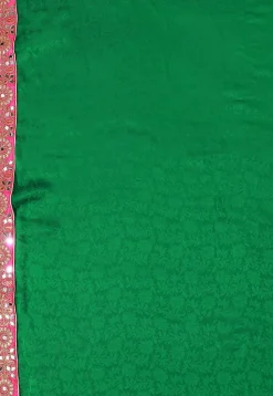 Woven Crepe Jacquard Saree in Green