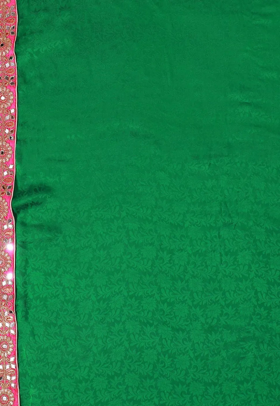 Woven Crepe Jacquard Saree in Green
