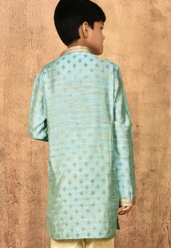 Woven Dupion Silk Kurta in Sky Blue