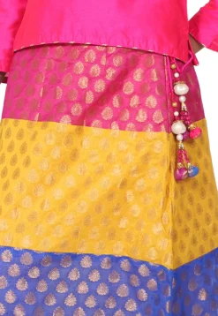 Woven Dupion Silk Top Set in Fuchsia