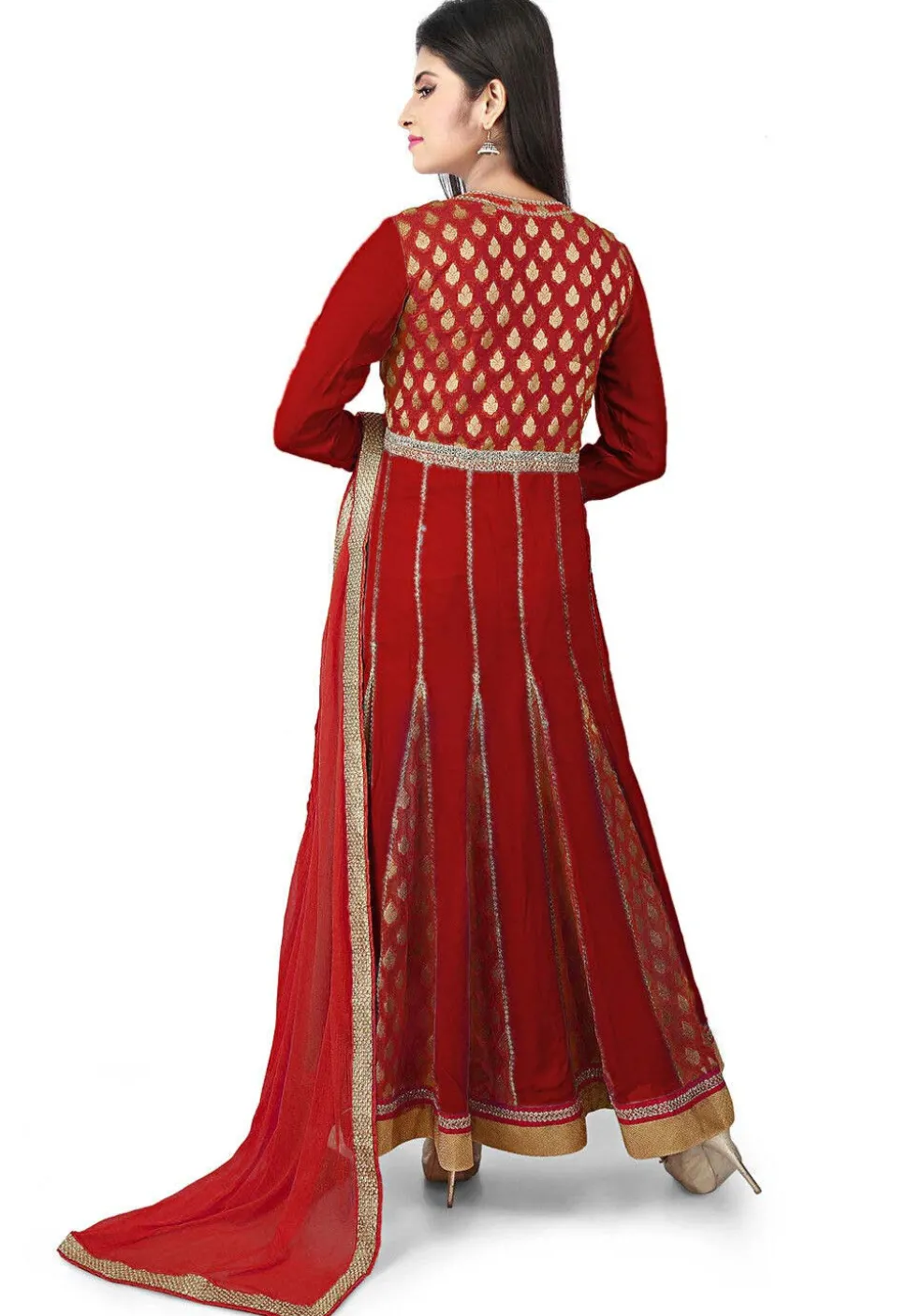 Woven Georgette Abaya Style Suit in Maroon
