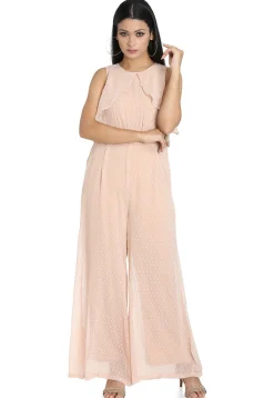 Woven Georgette Brasso Jumpsuit in Light Peach