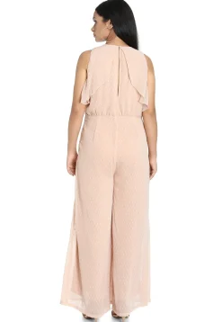 Woven Georgette Brasso Jumpsuit in Light Peach
