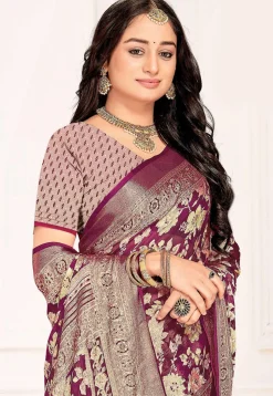 Woven Georgette Brasso Saree in Purple