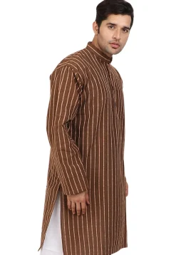 Woven Handloom South Cotton Kurta in Brown