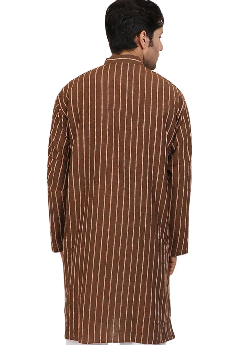 Woven Handloom South Cotton Kurta in Brown