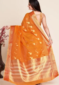 Woven Kota Doria Saree in Mustard