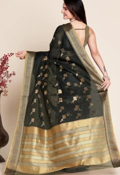 Woven Kota Doria Saree in Black